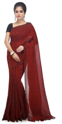 BENGAL HANDLOOM Woven Handloom Pure Cotton Saree(Maroon)