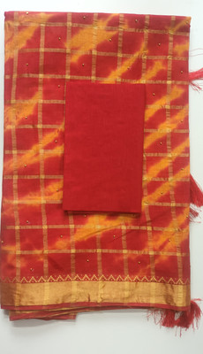 Drapedivine Solid/Plain Handloom Silk Blend Saree(Mustard)
