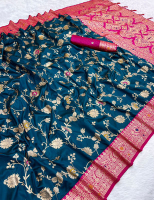 Sindharat Fashion Printed Banarasi Cotton Silk Saree(Green)