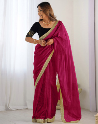 Satrani Embellished, Embroidered Bollywood Net Saree(Pink)