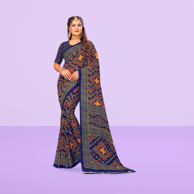 Leelavati Printed Daily Wear Georgette Saree(Dark Blue)