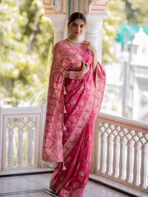 Pal Enterprise Paisley Banarasi Pure Silk Saree(Pink)