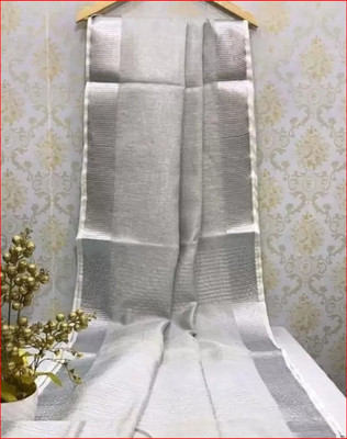 HAIDER ALI AND SONS Self Design Bollywood Linen Saree(White)
