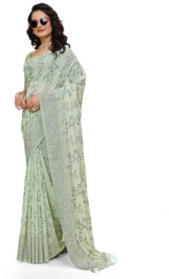 SHAYONAM Embellished, Self Design Bollywood Chiffon, Georgette Saree(Light Green)