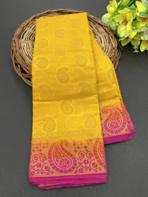 Chechern Woven Banarasi Jacquard, Cotton Silk Saree(Silver, Gold, Pink, Yellow)