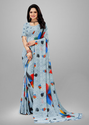 Sanjana Silk Floral Print Bollywood Georgette Saree(Multicolor)
