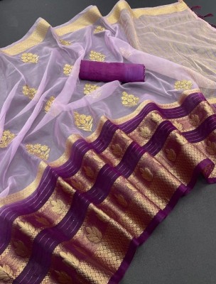 Divastri Embroidered Banarasi Organza Saree(Magenta)