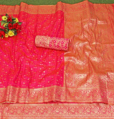 Ratnavali Woven Kanjivaram Pure Silk, Art Silk Saree(Pink)