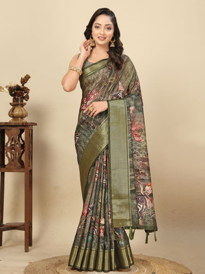 J6 Designers Self Design Assam Silk Art Silk Saree(Green)