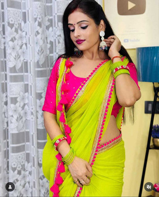 RAJ DARBAR Embellished Tant Georgette Saree(Multicolor)