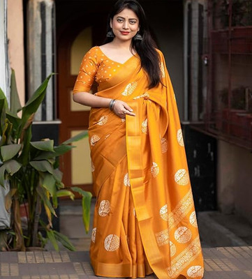 Stylezone Printed Bollywood Crepe Saree(Yellow)