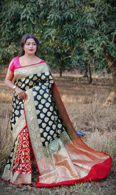 STORESIMA Self Design Banarasi Art Silk Saree(Black)