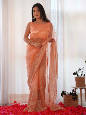 Sareemall Embellished Bollywood Net Saree(Pink)
