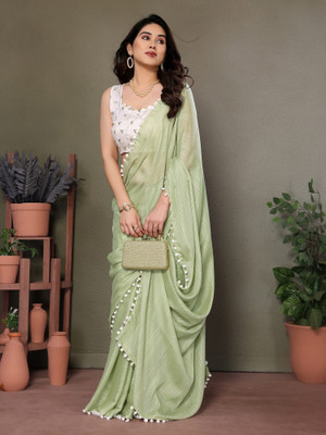 ROOP SUNDARI SAREES Self Design Bollywood Polyester Saree(Light Green)