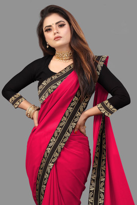 Jevlan Self Design Bollywood Silk Blend Saree(Pink)