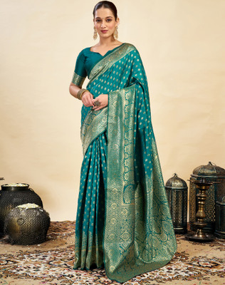 Divastri Woven, Embellished Banarasi Silk Blend Saree(Green)