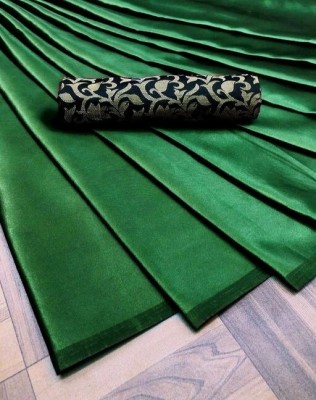 Arpita Fashion Solid/Plain Bollywood Silk Blend Saree(Green)