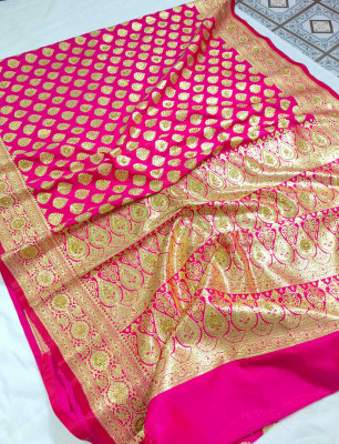 LYANNA Woven, Embellished Banarasi Handloom Silk Blend Saree(Purple)