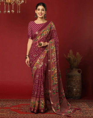 SIRIL Printed, Embellished Daily Wear Georgette Saree(Red)
