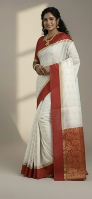 sarees Woven Kanjivaram Art Silk Saree(Cream)