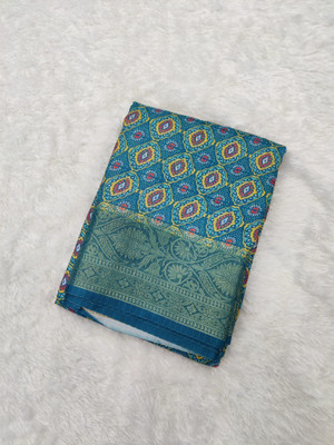 FEMORI Printed Banarasi Silk Blend Saree(Blue)