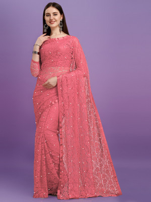 LOROFY Self Design Bollywood Net, Jacquard Saree(Multicolor)