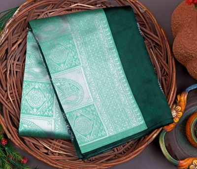 MORLY Woven Kanjivaram Pure Silk, Art Silk Saree(Green)