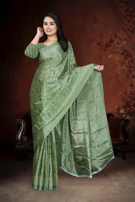 jihana fab Printed Bollywood Georgette Saree(Green)