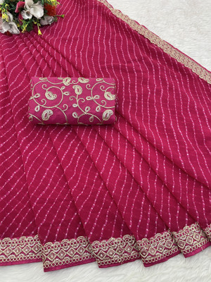 Disha Fashion Printed Banarasi Georgette Saree(Pink)