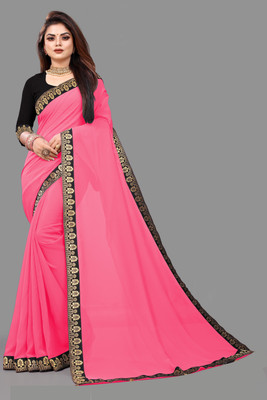 Jevlan Solid/Plain Jamdani Silk Blend Saree(Pink)