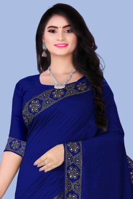 SHIVAYFAB Self Design Mysore Georgette, Art Silk Saree(Blue)