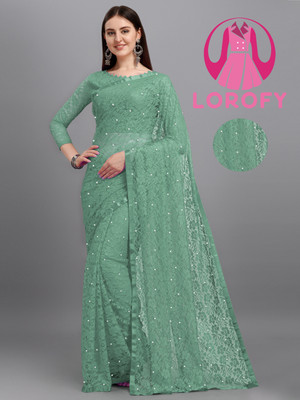 LOROFY Self Design Bollywood Net Saree(Multicolor)