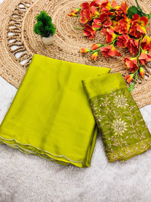 Raghav Creation Self Design Bollywood Chiffon Saree(Yellow)