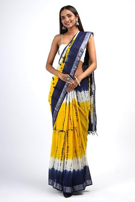 AVANTIKA FASHION Printed Kanjivaram Pure Silk, Art Silk Saree(Yellow, Blue)