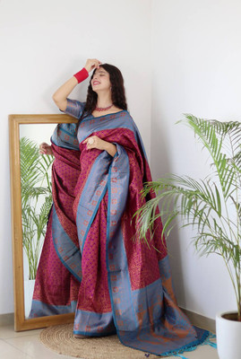 Muskan Collection Digital Print Banarasi Silk Blend Saree(Green)