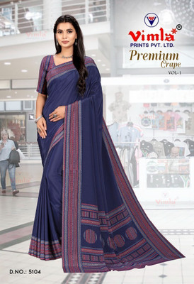 Vimla Printed Daily Wear Crepe Saree(Blue)