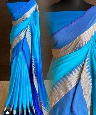 SAYAN CREATION Self Design Handloom Pure Cotton Saree(Light Blue)