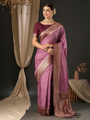 ANOUK Woven Banarasi Silk Blend Saree(Maroon)