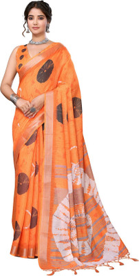 Priyashi Printed Mysore Cotton Silk Saree(Orange)