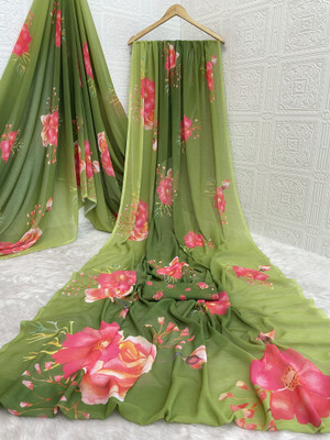 Yashvisaree Digital Print Bollywood Georgette Saree(Multicolor)
