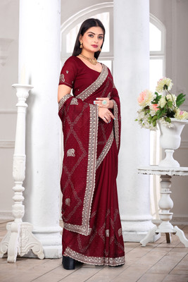 Radheradhey Embellished Bollywood Georgette Saree(Pack of 2, Maroon)