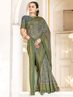 Sareemall Printed Chinnalapattu Viscose Rayon Saree(Light Green)