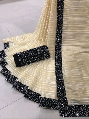 Bansidhar Fabrics Self Design Bollywood Georgette Saree(Cream)