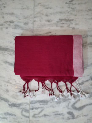 SOUMEN CREATION Solid/Plain Bollywood Handloom Cotton Blend Saree(Pink)