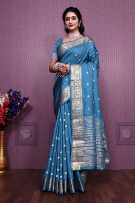 Julee Woven Banarasi Pure Silk Saree(Light Blue)