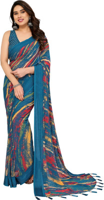 Queenswear Creation Printed Daily Wear Georgette Saree(Multicolor)