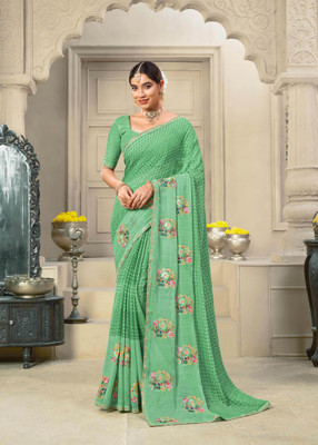Laxmipati sarees Embroidered Bollywood Chiffon Saree(Green)