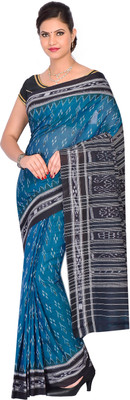 handloom paridhaan Self Design Handloom Pure Cotton Saree(Light Green, Black)