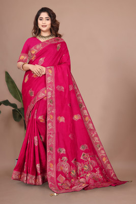 CKDESIGNER Woven, Self Design Banarasi Viscose Rayon Saree(Pink)