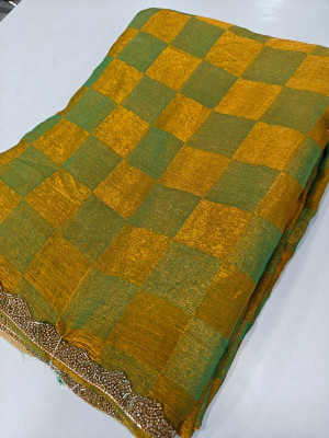 Vragi Embellished Bollywood Chiffon Saree(Light Green)